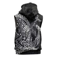 Hawaiian Whales Polynesian Art Motifs Sleeveless Zip Hoodie Black Color - Polynesian Pride