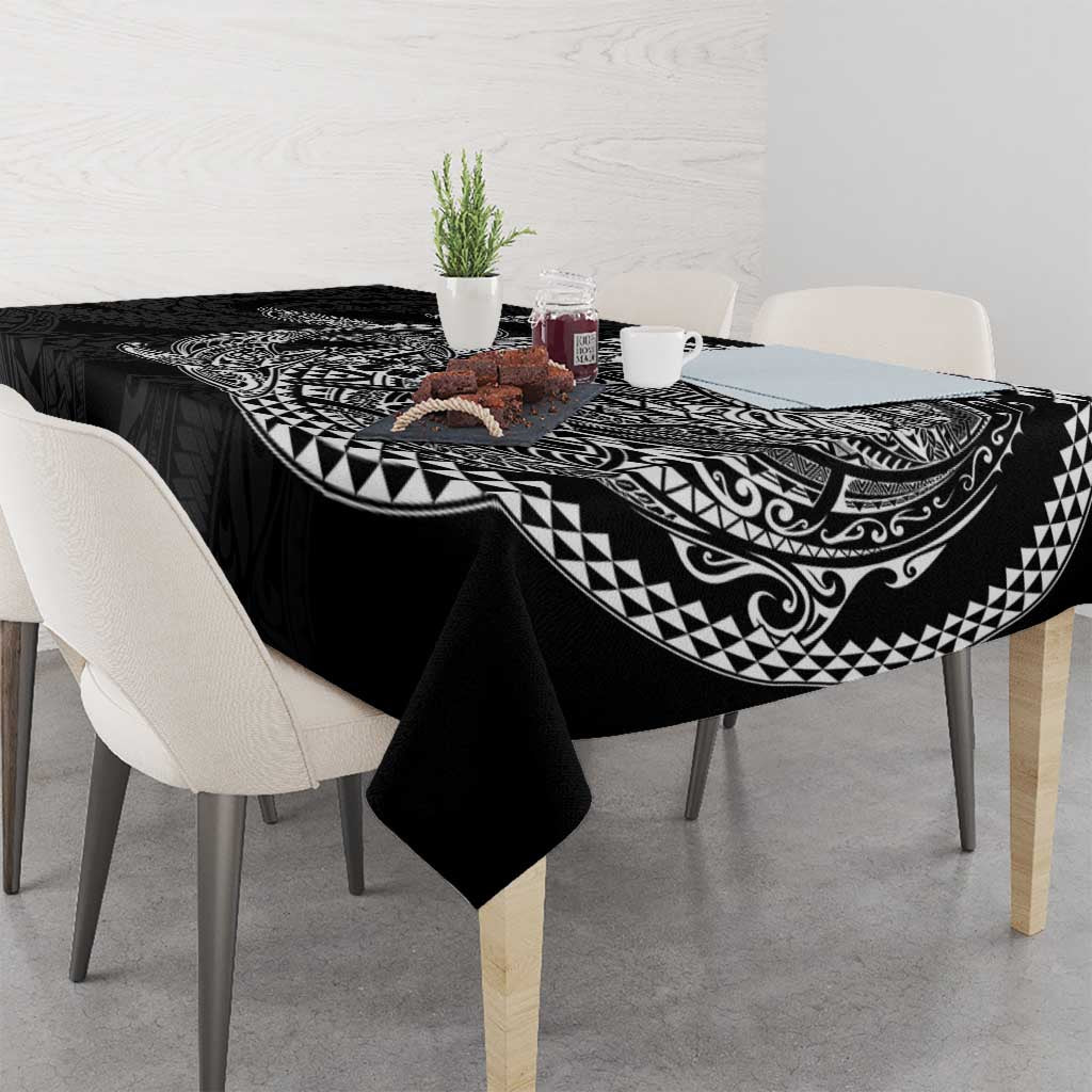 Hawaiian Whales Polynesian Art Motifs Tablecloth Black Color - Polynesian Pride