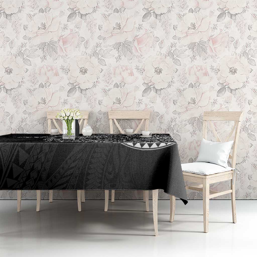 Hawaiian Whales Polynesian Art Motifs Tablecloth Black Color - Polynesian Pride