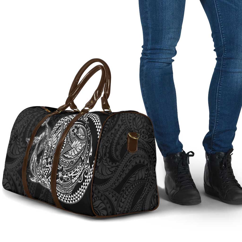 Hawaiian Whales Polynesian Art Motifs Travel Bag Black Color - Polynesian Pride