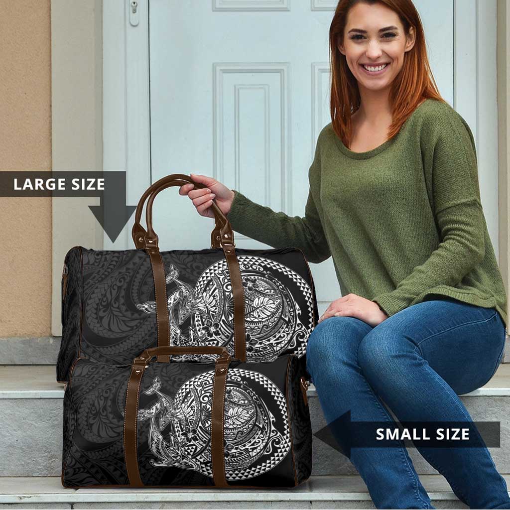 Hawaiian Whales Polynesian Art Motifs Travel Bag Black Color - Polynesian Pride