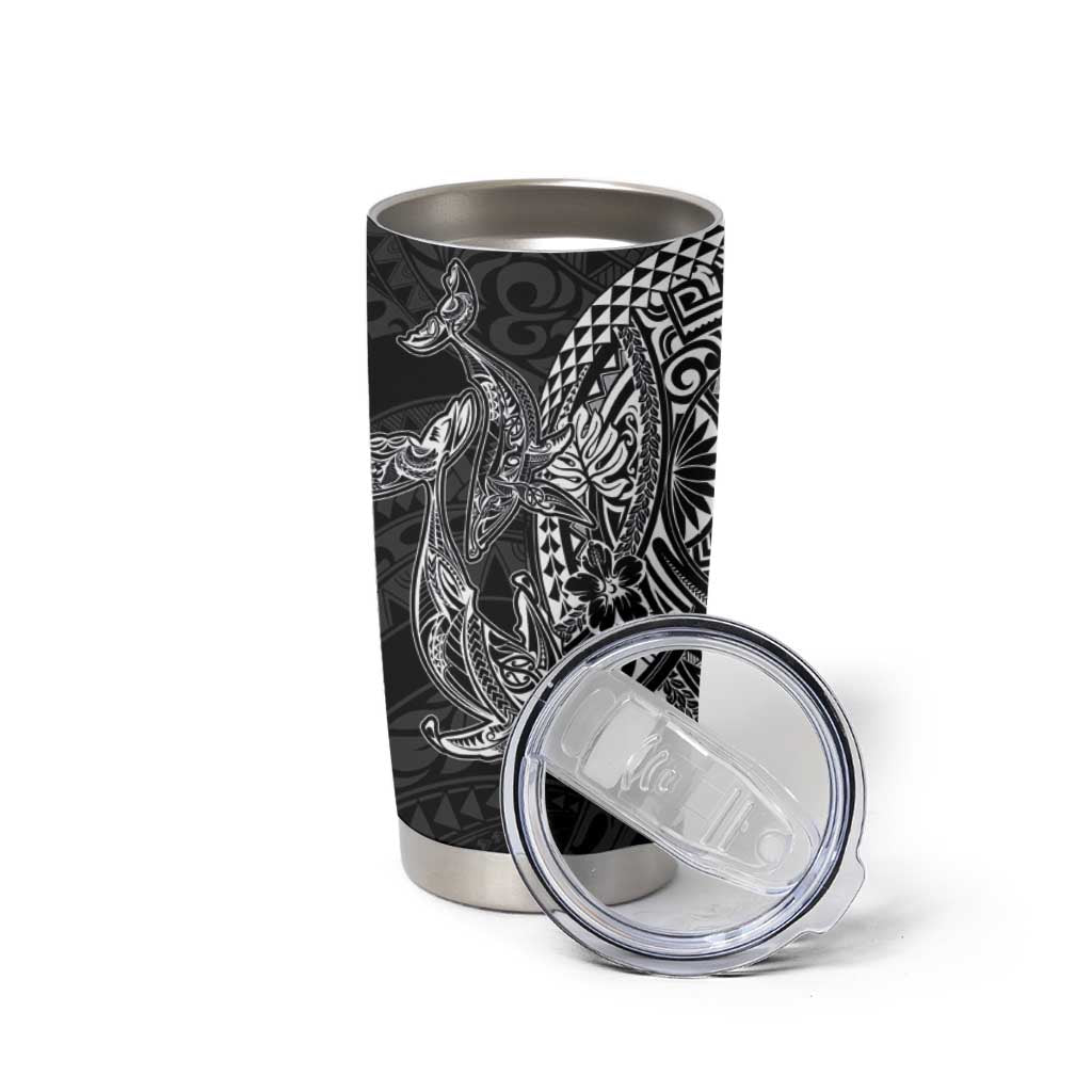 Hawaiian Whales Polynesian Art Motifs Tumbler Cup Black Color - Polynesian Pride