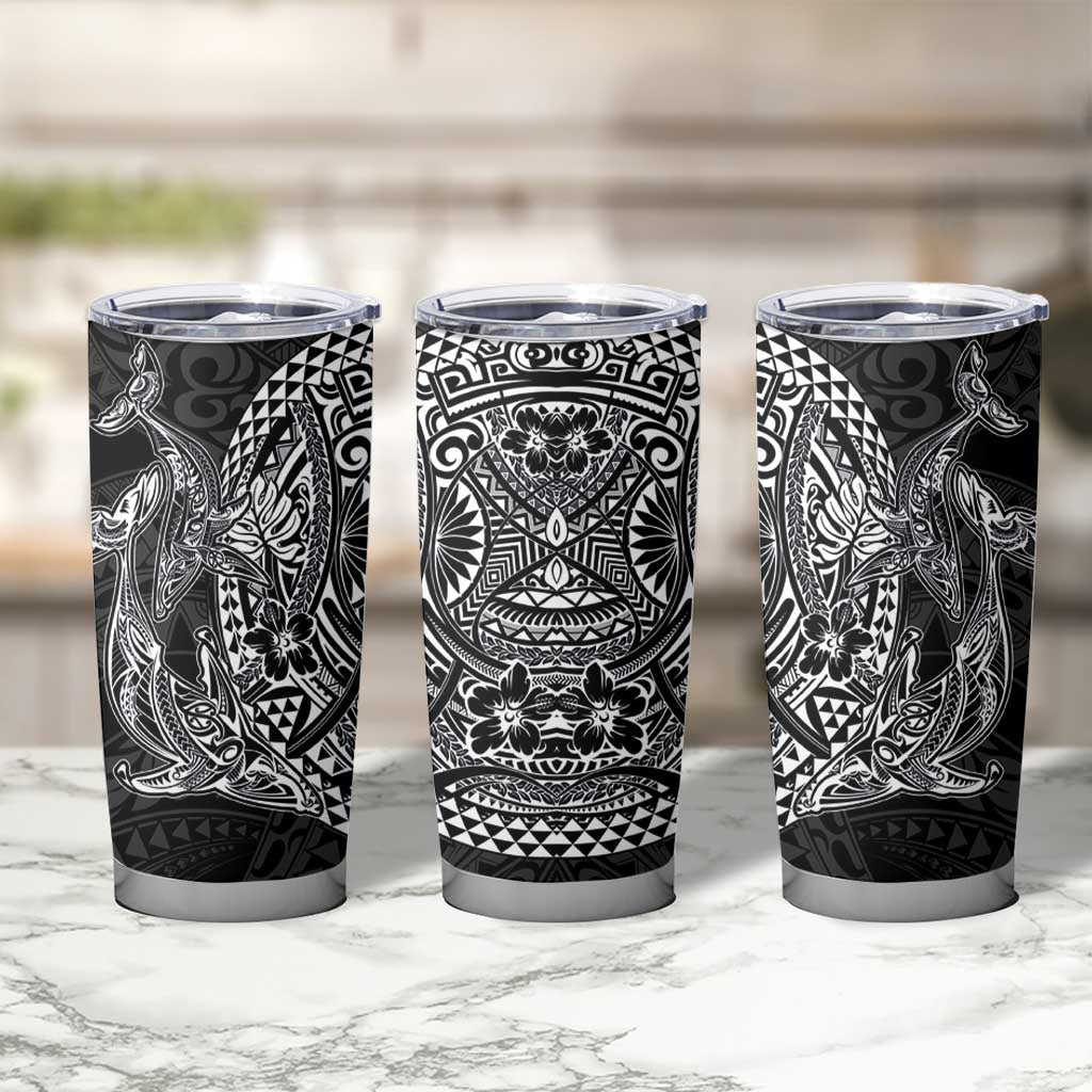 Hawaiian Whales Polynesian Art Motifs Tumbler Cup Black Color - Polynesian Pride
