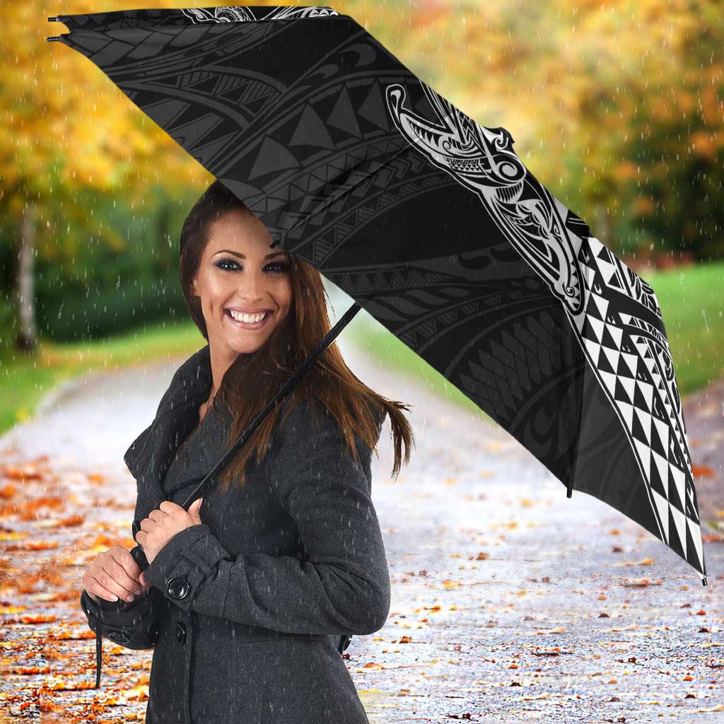 Hawaiian Whales Polynesian Art Motifs Umbrella Black Color - Polynesian Pride