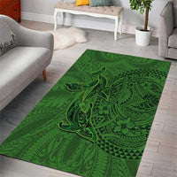 Hawaiian Whales Polynesian Art Motifs Area Rug Green Color - Polynesian Pride
