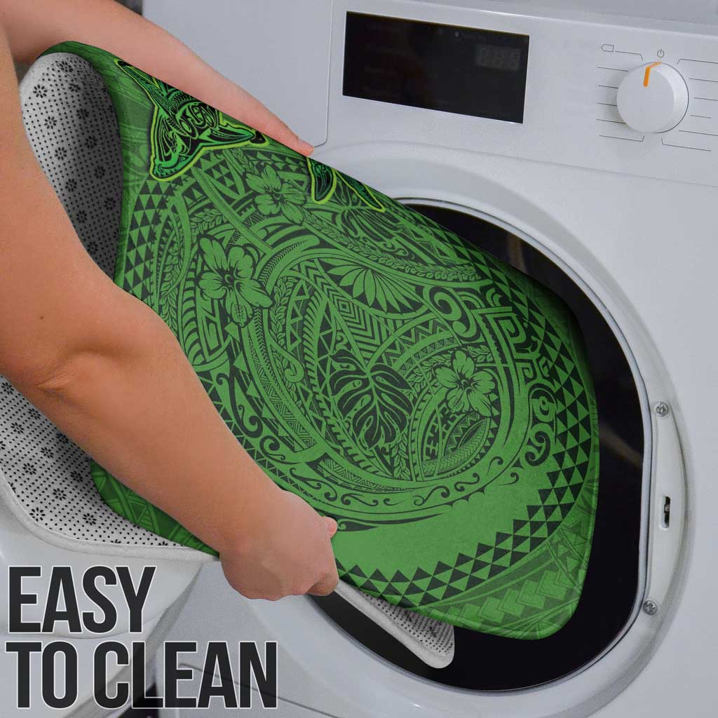 Hawaiian Whales Polynesian Art Motifs Bathroom Set Green Color - Polynesian Pride