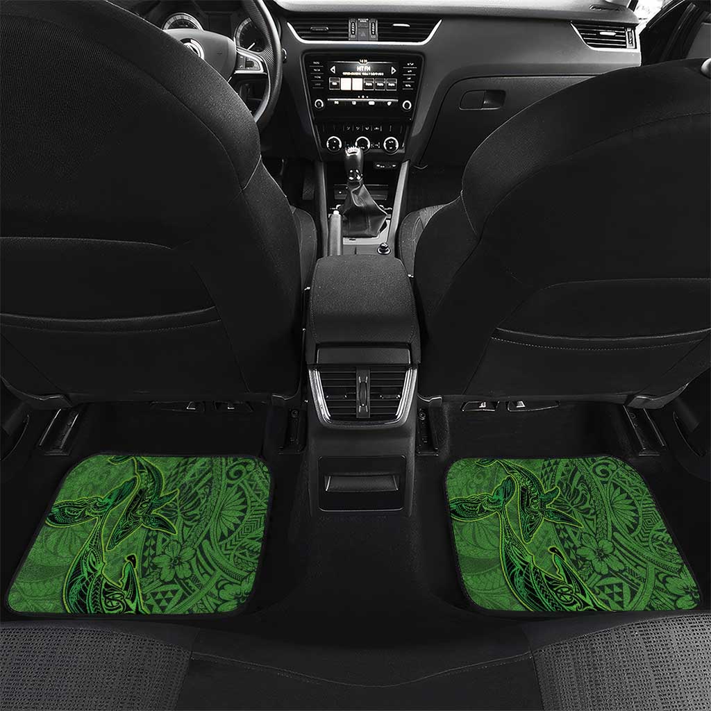 Hawaiian Whales Polynesian Art Motifs Car Mats Green Color - Polynesian Pride