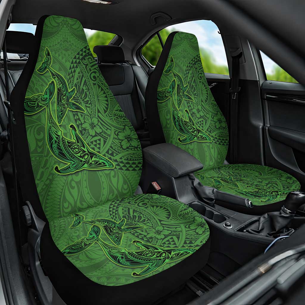 Hawaiian Whales Polynesian Art Motifs Car Seat Cover Green Color - Polynesian Pride