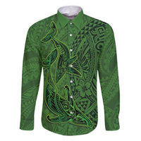 Hawaiian Whales Polynesian Art Motifs Family Matching Summer Maxi Dress and Hawaiian Shirt Green Color - Polynesian Pride