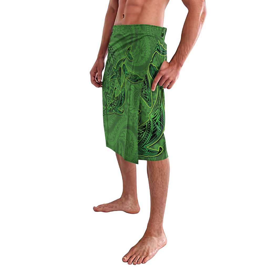 Hawaiian Whales Polynesian Art Motifs Lavalava Green Color - Polynesian Pride