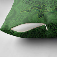 Hawaiian Whales Polynesian Art Motifs Pillow Cover Green Color - Polynesian Pride