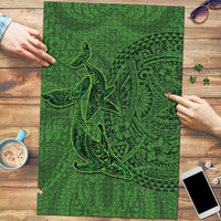 Hawaiian Whales Polynesian Art Motifs Puzzle Green Color - Polynesian Pride