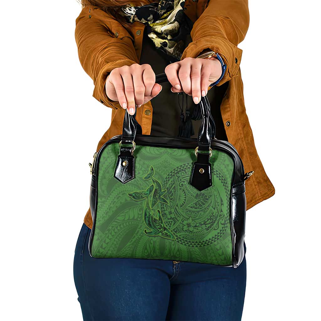 Hawaiian Whales Polynesian Art Motifs Shoulder Handbag Green Color LT03 One Size Green - Polynesian Pride