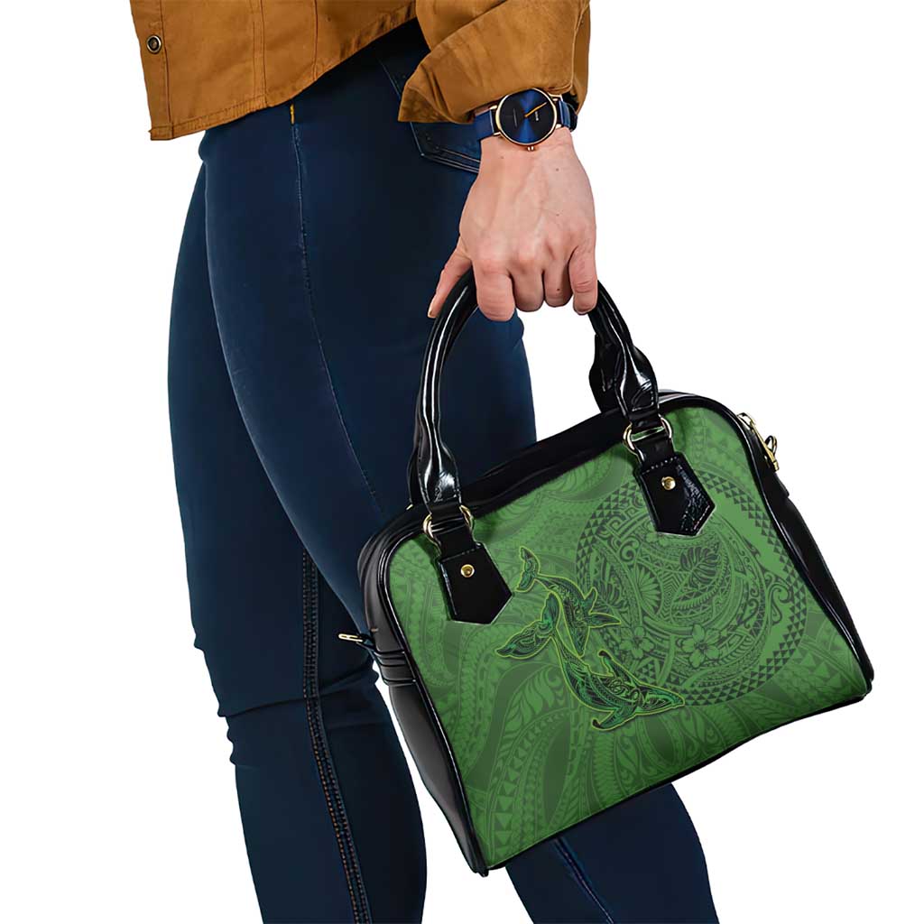 Hawaiian Whales Polynesian Art Motifs Shoulder Handbag Green Color LT03 - Polynesian Pride