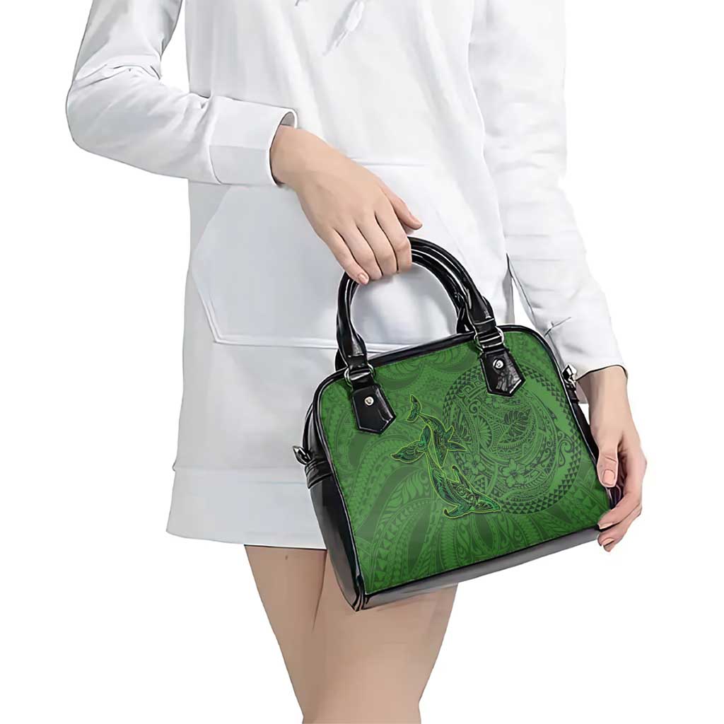 Hawaiian Whales Polynesian Art Motifs Shoulder Handbag Green Color LT03 - Polynesian Pride