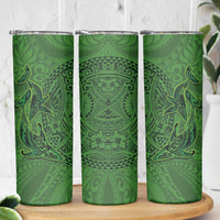 Hawaiian Whales Polynesian Art Motifs Skinny Tumbler Green Color - Polynesian Pride