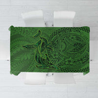 Hawaiian Whales Polynesian Art Motifs Tablecloth Green Color - Polynesian Pride