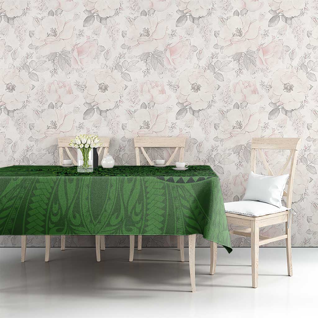 Hawaiian Whales Polynesian Art Motifs Tablecloth Green Color - Polynesian Pride