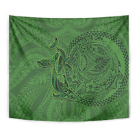 Hawaiian Whales Polynesian Art Motifs Tapestry Green Color - Polynesian Pride