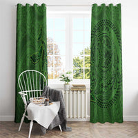 Hawaiian Whales Polynesian Art Motifs Window Curtain Green Color - Polynesian Pride