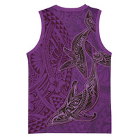 Hawaiian Whales Polynesian Art Motifs Basketball Jersey Purple Color - Polynesian Pride