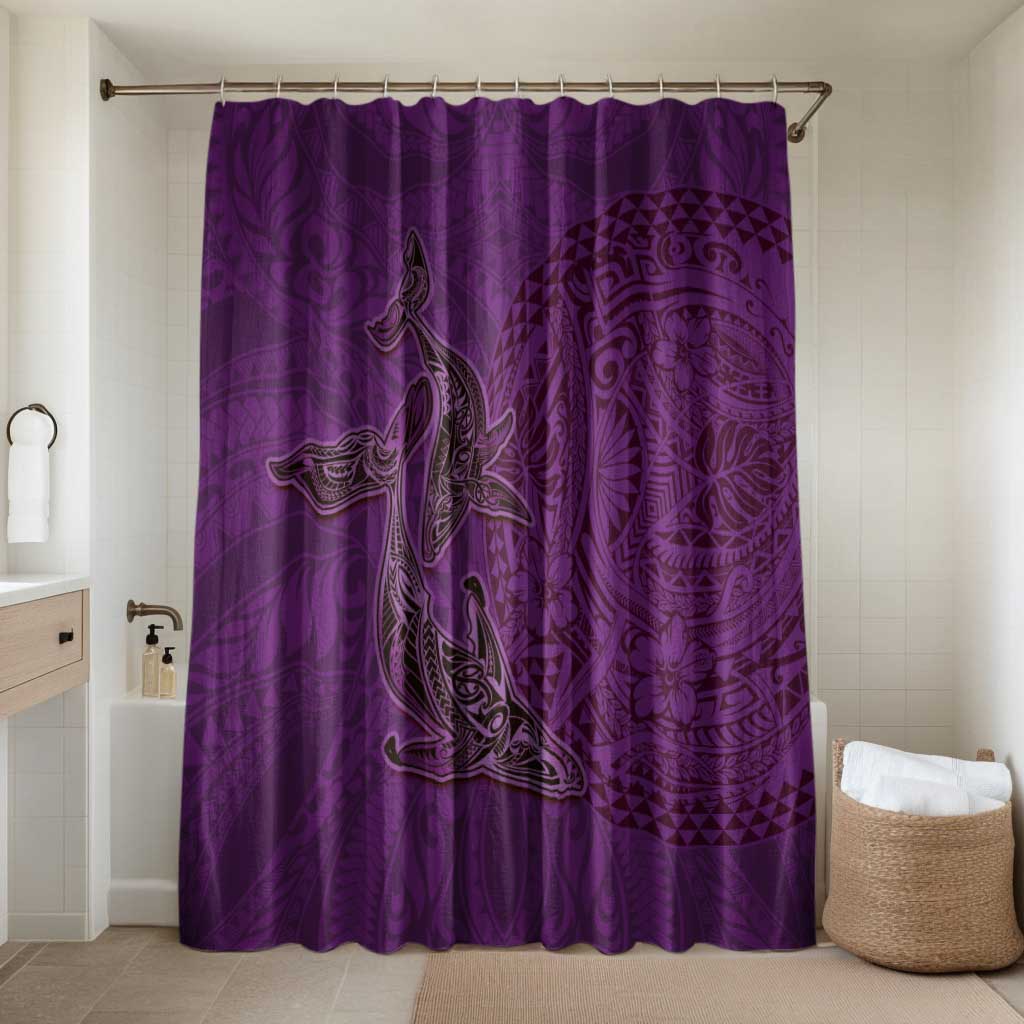 Hawaiian Whales Polynesian Art Motifs Bathroom Set Purple Color - Polynesian Pride