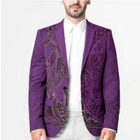 Hawaiian Whales Polynesian Art Motifs Blazer Purple Color - Polynesian Pride