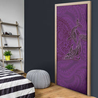 Hawaiian Whales Polynesian Art Motifs Door Cover Purple Color - Polynesian Pride