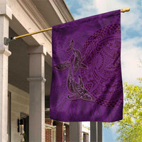 Hawaiian Whales Polynesian Art Motifs Garden Flag Purple Color - Polynesian Pride