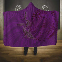 Hawaiian Whales Polynesian Art Motifs Hooded Blanket Purple Color - Polynesian Pride