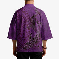 Hawaiian Whales Polynesian Art Motifs Kimono Purple Color LT03 - Polynesian Pride