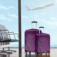 Hawaiian Whales Polynesian Art Motifs Luggage Cover Purple Color - Polynesian Pride