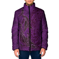 Hawaiian Whales Polynesian Art Motifs Padded Jacket Purple Color - Polynesian Pride