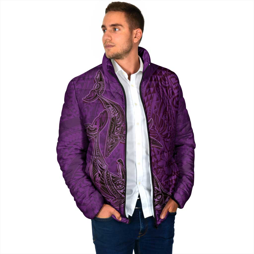 Hawaiian Whales Polynesian Art Motifs Padded Jacket Purple Color - Polynesian Pride