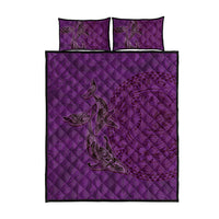 Hawaiian Whales Polynesian Art Motifs Quilt Bed Set Purple Color - Polynesian Pride