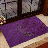 Hawaiian Whales Polynesian Art Motifs Rubber Doormat Purple Color - Polynesian Pride