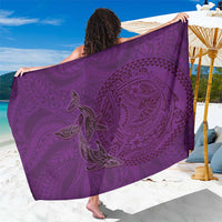 Hawaiian Whales Polynesian Art Motifs Sarong Purple Color - Polynesian Pride