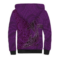 Hawaiian Whales Polynesian Art Motifs Sherpa Hoodie Purple Color - Polynesian Pride