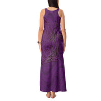 Hawaiian Whales Polynesian Art Motifs Tank Maxi Dress Purple Color - Polynesian Pride