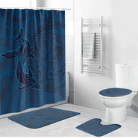Hawaiian Whales Polynesian Art Motifs Bathroom Set Blue Color - Polynesian Pride