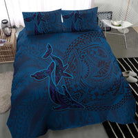 Hawaiian Whales Polynesian Art Motifs Bedding Set Blue Color - Polynesian Pride