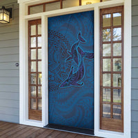 Hawaiian Whales Polynesian Art Motifs Door Cover Blue Color - Polynesian Pride