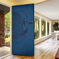 Hawaiian Whales Polynesian Art Motifs Door Cover Blue Color - Polynesian Pride