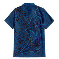 Hawaiian Whales Polynesian Art Motifs Family Matching Mermaid Dress and Hawaiian Shirt Blue Color - Polynesian Pride