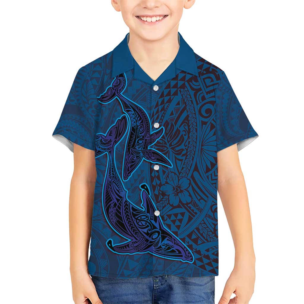 Hawaiian Whales Polynesian Art Motifs Hawaiian Shirt Blue Color - Polynesian Pride