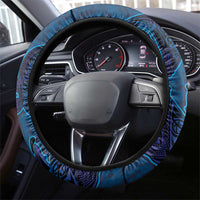 Hawaiian Whales Polynesian Art Motifs Steering Wheel Cover Blue Color - Polynesian Pride
