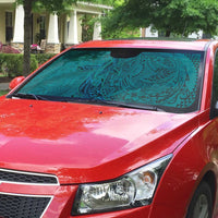 Hawaiian Whales Polynesian Art Motifs Auto Sun Shade Turquoise Color - Polynesian Pride