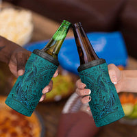 Hawaiian Whales Polynesian Art Motifs 4 in 1 Can Cooler Tumbler Turquoise Color - Polynesian Pride