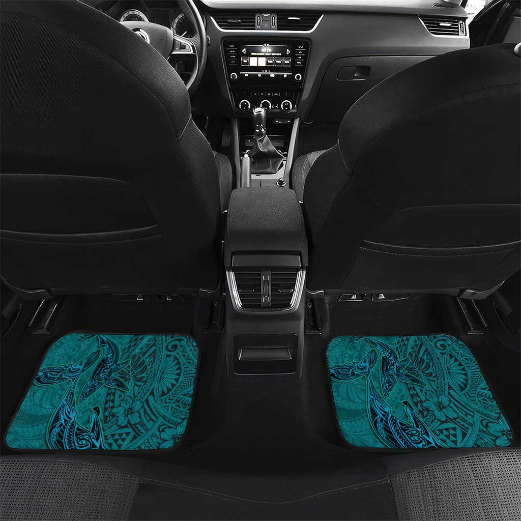 Hawaiian Whales Polynesian Art Motifs Car Mats Turquoise Color - Polynesian Pride