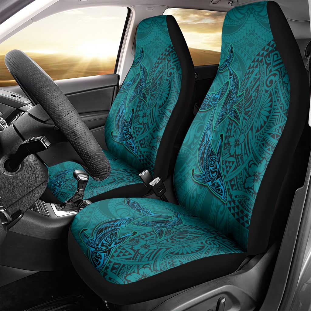 Hawaiian Whales Polynesian Art Motifs Car Seat Cover Turquoise Color - Polynesian Pride